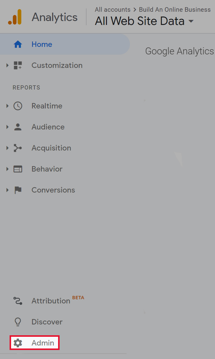 Google Analytics: Admin